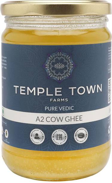 TAMPLE TOWN FARMS Pure Vedic A2 Cow Ghee 500gm|A2 Pure Desi Ghee | 100 % Pure Ghee 500 ml Mason Jar