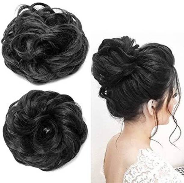 Hymaa Messy Bun Juda Chignon piece Scrunchie for women & Girl (Black) Hair Extension
