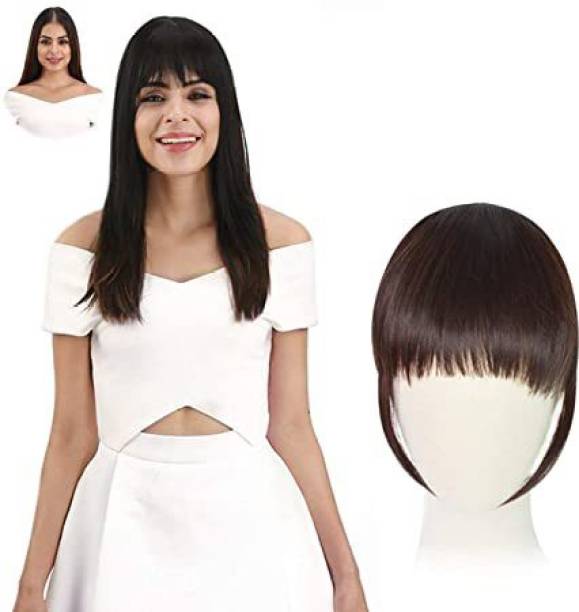 Hymaa 2 Clips Synthetic  Fringe Front Bang for Girls and Women Hair Extension