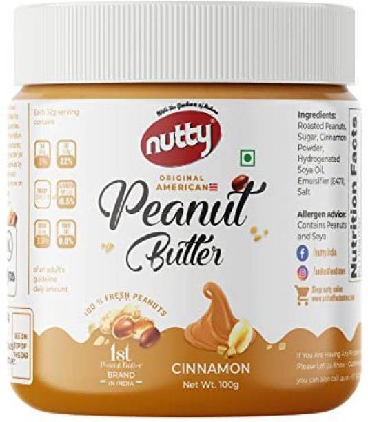 Nutty Cinnamon Flavored Peanut Butter, Vegan, Made from Roasted Peanuts (Pack of 2) 200 g
