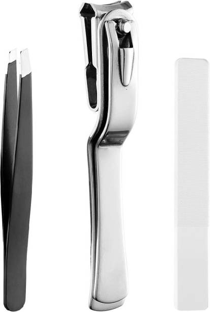 Beauté Secrets Nail Clipper/Nail Cutter, Nail Filer, Sharp Tweezers Nail Clipper Set for Men & Women, Travel Nail Care Kit with Black Stainless-Steel