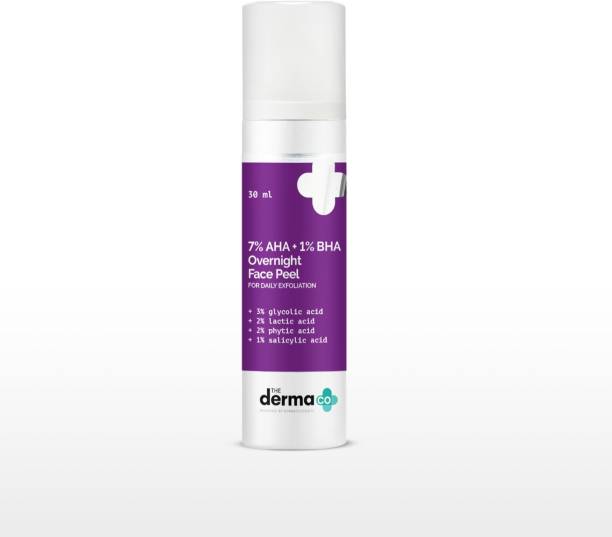 The Derma Co 7% AHA + 1% BHA Overnight Face Peel With Glycolic, Lactic, Salicylic Acid