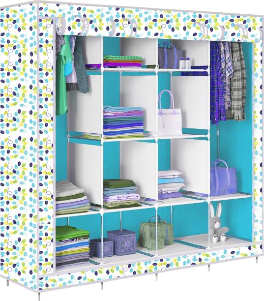 GIBI D2 Colourful Leavs Print Carbon Steel Collapsible Wardrobe
