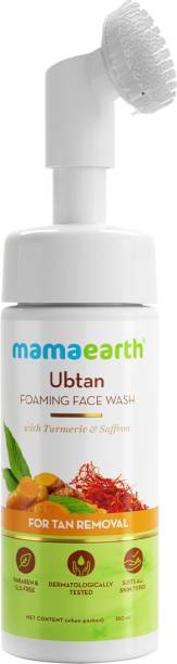 MamaEarth Ubtan Foaming  with Brush with Turmeric & Saffron for Tan Removal – 150ml Face Wash