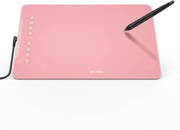 XP Pen Deco01 V2 Digital Graphics Drawing Pen Tablet | 8192 Levels of Pressure Sensitivity, Battery-Free Passive Stylus | Pink 10 x 6 inch Graphics Tablet