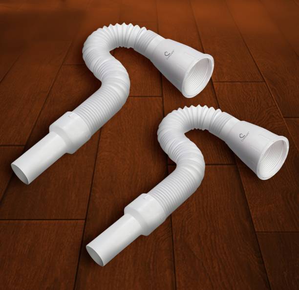 CUROVIT PVC Flexible Waste Pipe 1-1/4" Set of 2 for Kitchen Sink Waste Water Drain Hose 32 mm Plumbing Pipe