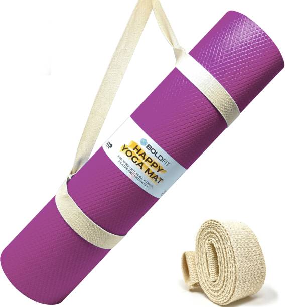 BOLDFIT Yoga Mat For Men Women & Kids Eva Exercise Mat For Gym With Cover Strap Mattress Purple 4 mm Yoga Mat