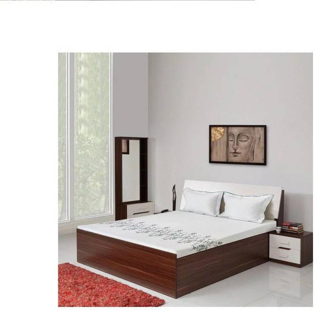 Lakdi King Size Bed with Hydraulic Storage for Home and Hotels - Brown Engineered Wood King Hydraulic Bed