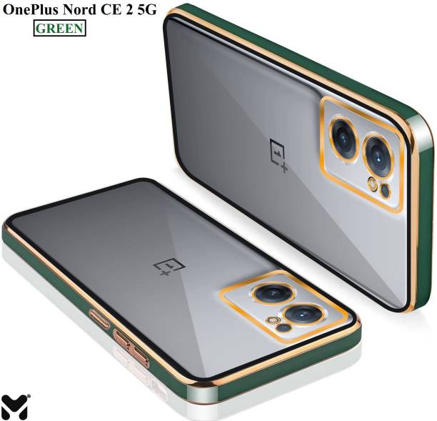 MOBIDEER Back Cover for OnePlus Nord CE 2 5G, Golden Line, Premium Soft Chrome Case | Silicon Gold Border