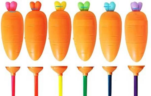 Smartcraft Carrot Highlighter Marker Pen for Study School & Office Uses Set of 6