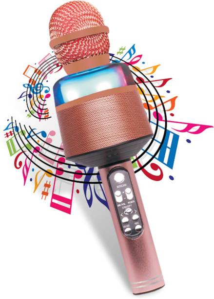Make Ur Wish Karaoke Wireless Bluetooth Microphone with Disco Light Recording Mic Microphone Karoke Mic