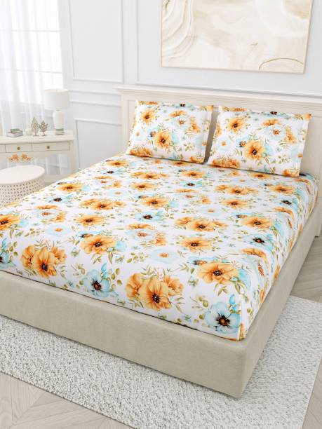Bombay Dyeing 144 TC Cotton Double Floral Flat Bedsheet