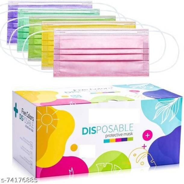 DM Eco Multi-Colored Disposable Combo Mask Pack Water Resistant, Water Resistant, Non-Washable, Non-Reusable Surgical Mask With Melt Blown Fabric Layer