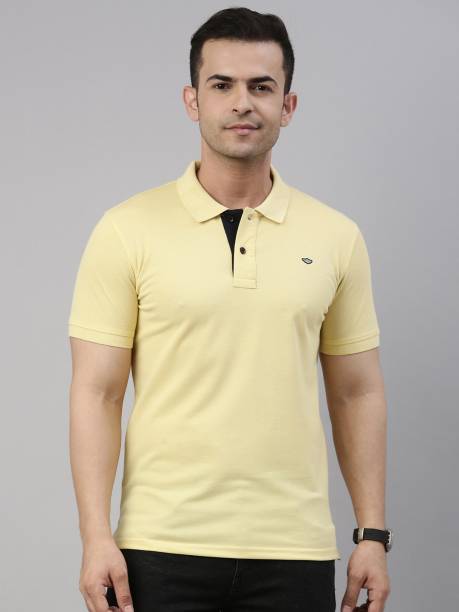 METRONAUT Solid Men Polo Neck Yellow T-Shirt