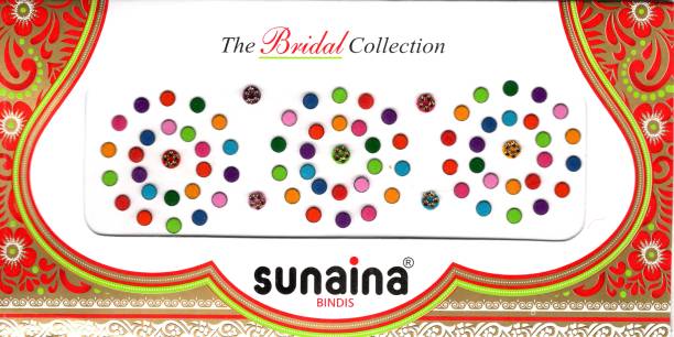 SUNAINA traditional Bridal Multicolor outline sticker with 7 stone bindis for women FOREHEAD Multicolor Bindis