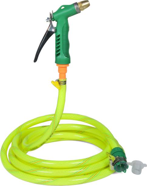 purvish 10 METER NEON GREEN RUBBER COATED 3-LAYERED GLOSSY EFFECTED BRAIDED HOSE (PIPE Diameter 12 mm, 0.5 INCH) GARDENING, HOUSE CLEANING, PET BATHING AND CAR WASHING Pressure Washer