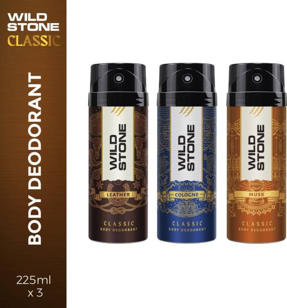 Wild Stone Classic Cologne, Leather & Musk Deodorant Spray  -  For Men