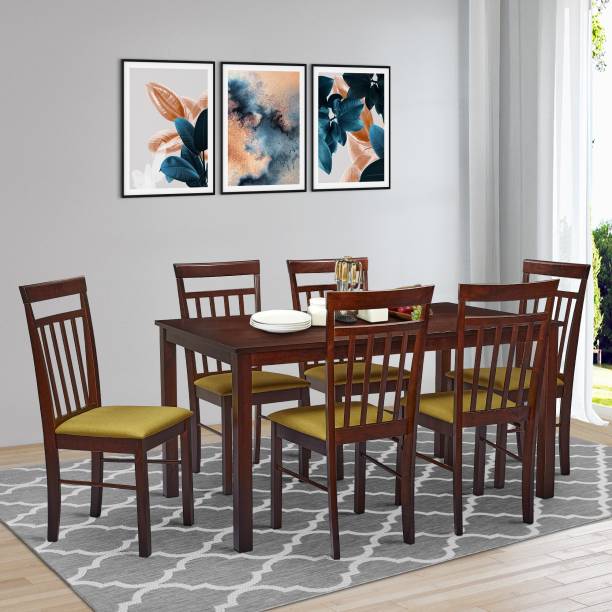 TADesign Fiesta 1 Dining Table & 6 Dining Chairs Solid Wood 6 Seater Dining Set