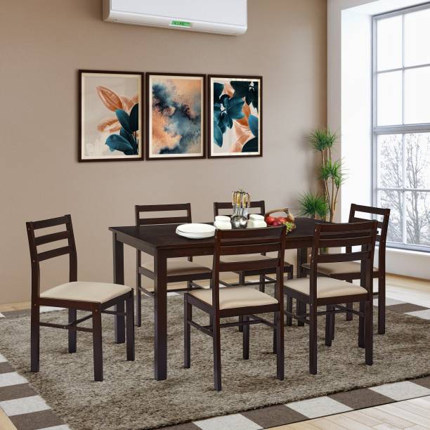 TADesign Joyce 1 Dining Table & 6 Dining Chairs Solid Wood 6 Seater Dining Set