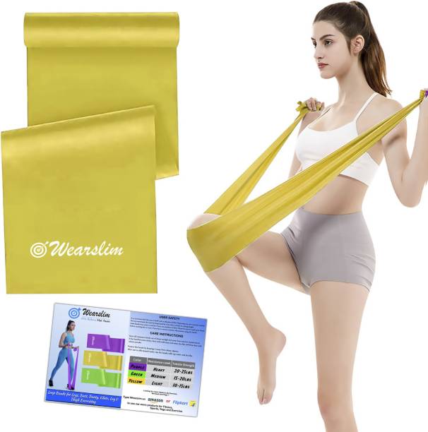 Wearslim Yellow Resistance Exercise Bands for Home Fitness, Stretching, Physical Therapy Resistance Band