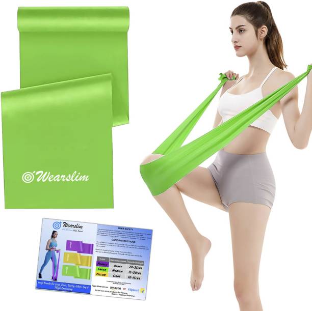 Wearslim Green Resistance Exercise Bands for Home Fitness, Stretching, Physical Therapy Resistance Band