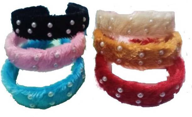 Golden Lion pearl premium quality soft fur hair band for girls and women multicolor 06 pcs Hair Band