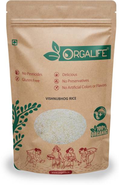 ORGALIFE Organic Vishnu Bhog Rice | Aromatic  Vishnubhog Rice | 1 Kg Pack Vishnu Bhog Rice (Full Grain, Unpolished)