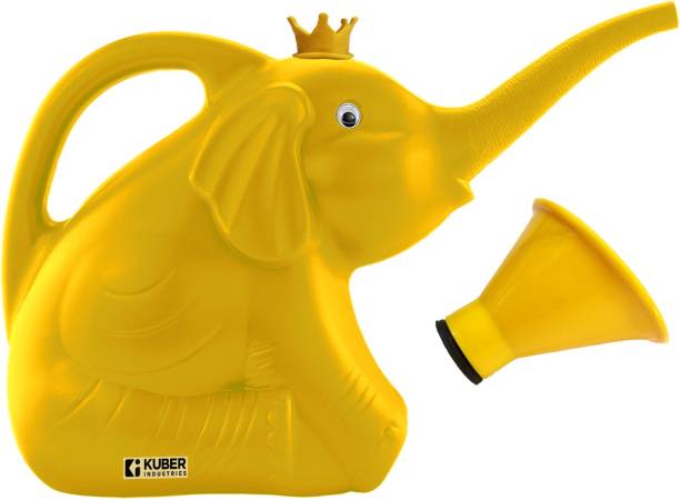 KUBER INDUSTRIES Plastic Elephant Shape Watering Can For Plants & Garden 3 Litre (Yellow) 3 L Water Cane