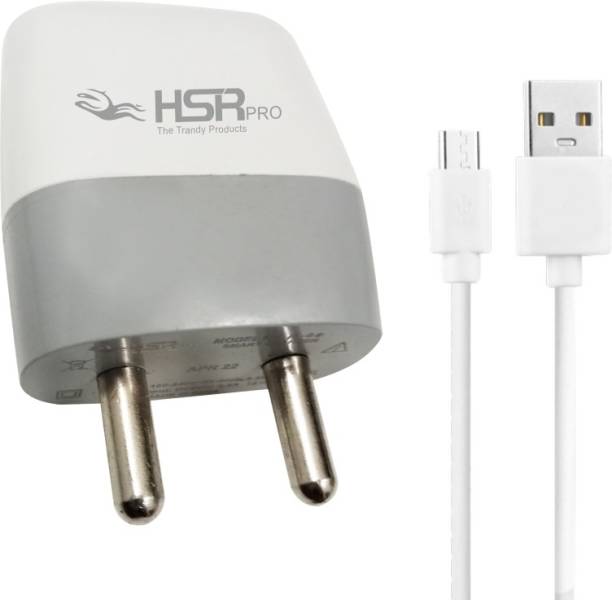 HSRPRO Wall Charger HS-04 12W with 2.4 AMP/5V Dual USB Port & Fast Charging Data Cable. 2.4 A Multiport Mobile Charger with Detachable Cable