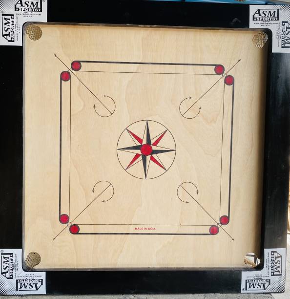 TYF Water Proof Carrom 6mm ply wood BLACK 3 inches Border 34inches Carrom with Coins 86.26 cm Carrom Board