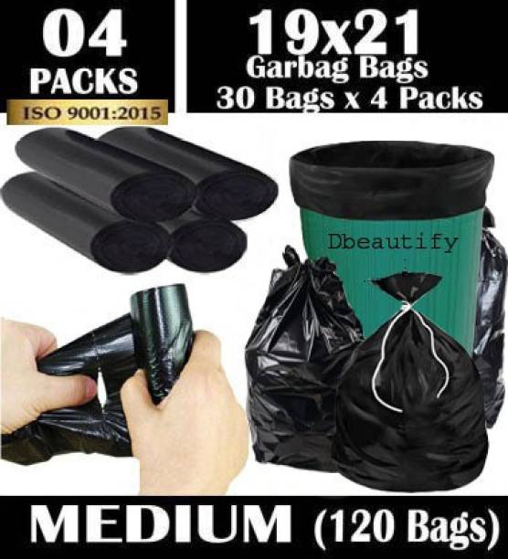 dbeautify 19*21 Dustbin Bags Pack of 4 Biodegradable Bags in Black Colour Medium Medium 13 L Garbage Bag