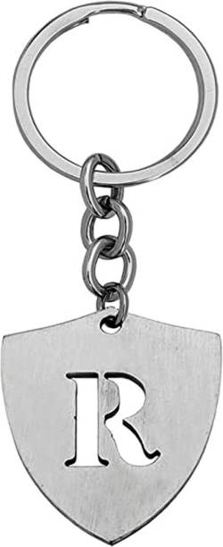 AFH R' Alphabet Initial Letter Personalized Silver Stainless Steel Decorative Gift Key Chain
