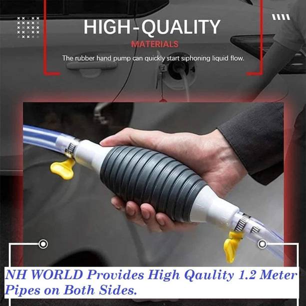 NH WORLD Fuel Transfer Pump Kit Tank Sucker Latest High Flow Hand Pump Portable Manual Car Fuel Transfer Pump for Petrol Diesel, Oil Liquid .Water, Fish Tank with 1.2M Pipe Very Easy and Convinient to Use Magnetic Aquarium Cleaner