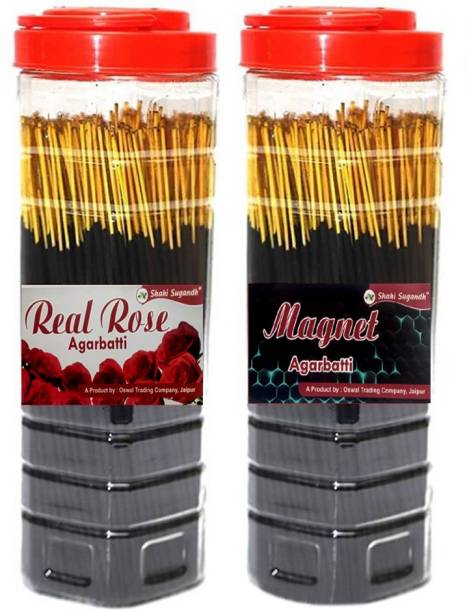 SHAHI SUGANDH Real Rose & Magnet Premium Incense Sticks (Low Smoke,100% Natural)( 800 Units ) Rose, Magnet