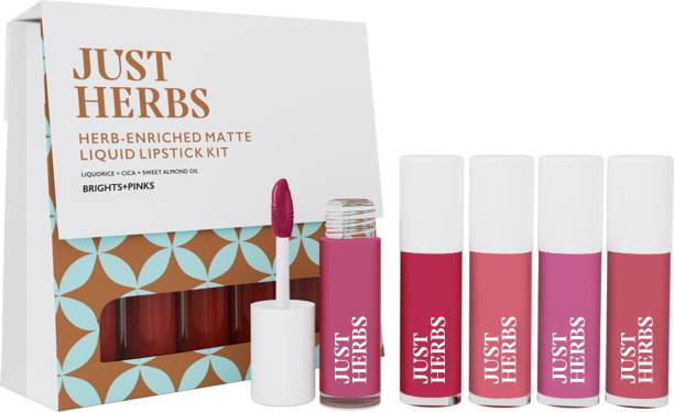 Just Herbs Enriched Liquid Lipstick Kit Set Of 5 Brights & Pinks
