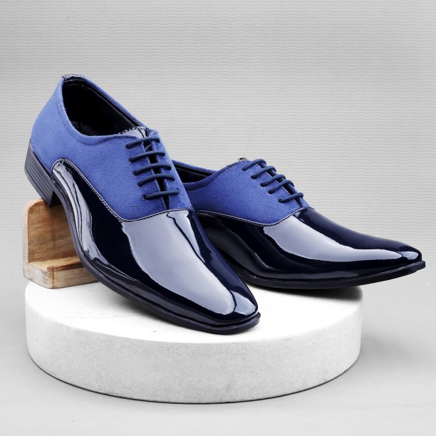 Blue Emporio Armani Leather Lace-up Shoes in Dark Blue for Men Mens Shoes Lace-ups Oxford shoes 