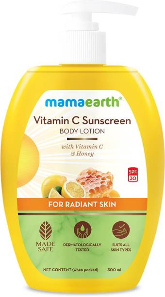MamaEarth Vitamin C Sunscreen Body Lotion SPF 30 with Vitamin C & Honey for Radiant Skin - SPF 30