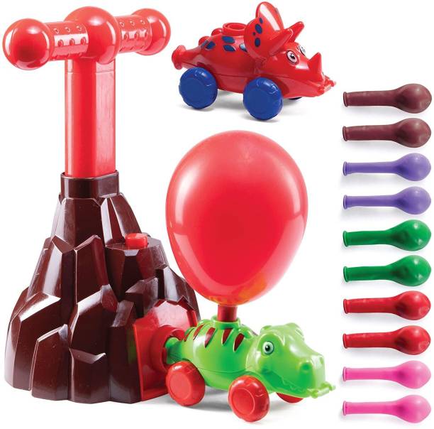 IndusBay Balloon Air Powered Dinosaur Car with Volcano Inflator Science Toy Play