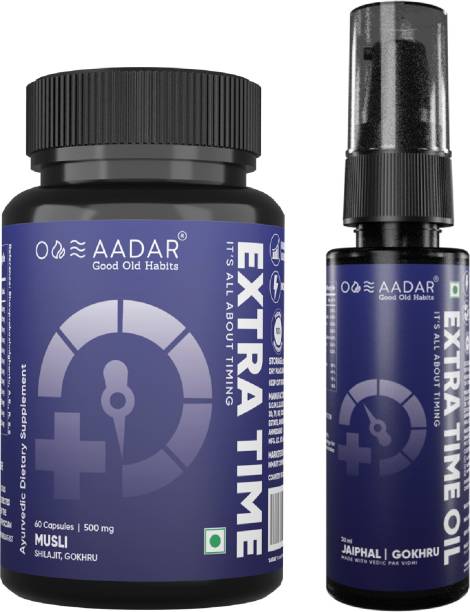 AADAR EXTRA TIME Combo for Men| stamina Builder | (60 Capsules and 30 ml Oil)
