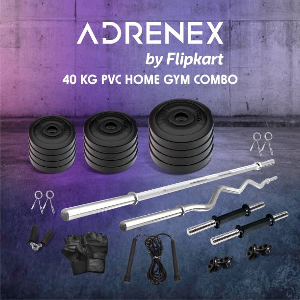 Adrenex by Flipkart 40 kg 40 Kg Fitness Equipments Home Gym Combo Kit 2 with curl and plain rod Home Gym Combo