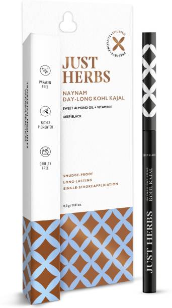 Just Herbs Naynam Day Long khol Kajal Smudge-Proof Sweet Almond Oil & Vitamin E