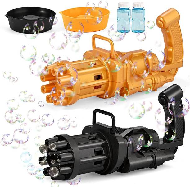 deoxy 2 Pack Water Bubble Maker Machine Gun toy, 8 Hole Blaster Electric Bubble Gun Water Gun