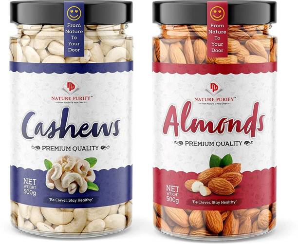 Nature Purify Dry Fruit Combo Almond + Cashew 1kg (Pack of 2) Almonds, Cashews