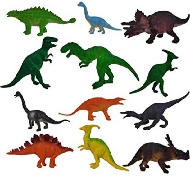 Akvanar Dinosaur Animal Toy animal Action Figure Set (12 Pc)(Muticolor)