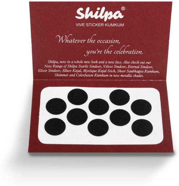 Shilpa Vive Sticker Kumkum (Box Contains 15 Packs) (2, Black) Forehead Black Bindis