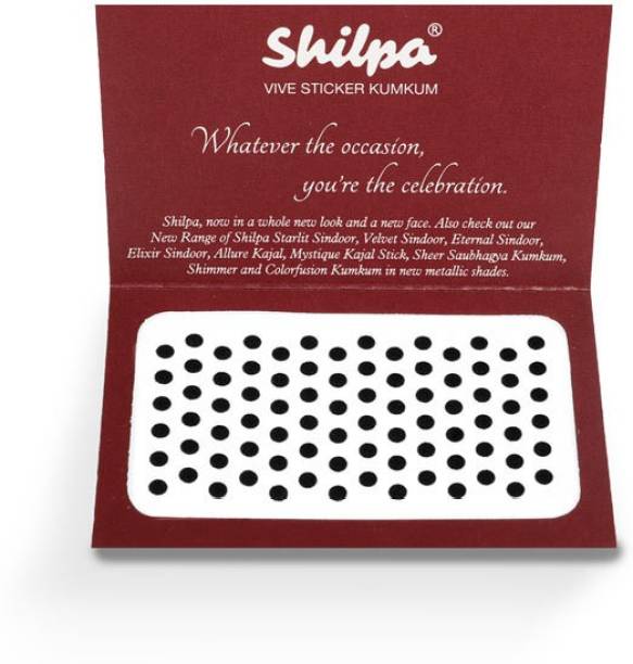Shilpa Vive Sticker Kumkum (Box Contains 15 Packs) (8, Black) Forehead Black Bindis