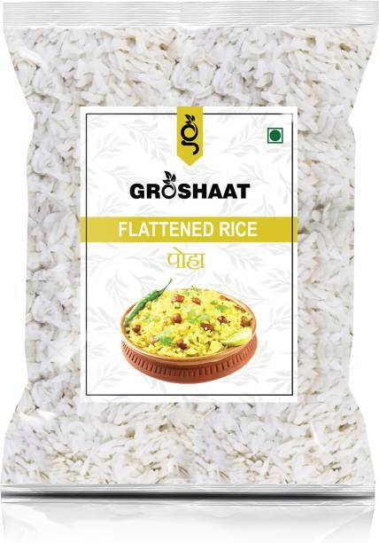 Groshaat Poha ( Flattened Rice ) - 500 Grm (Pack of 1) Low GI Healthy Breakfast Poha (Long Grain)
