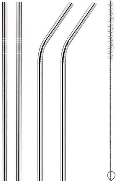 Alcraft sells (Pack of 5) Reusable Stainless Steel Straw with Cleaning Brush-Metal Straws Drinking Juice Glass Set Beer Glass