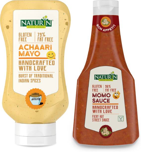 Naturin Combo Pack of 2- Achaari Mayo | Mayonnaise 290g and Momo Sauce 375g Sauce & Dip