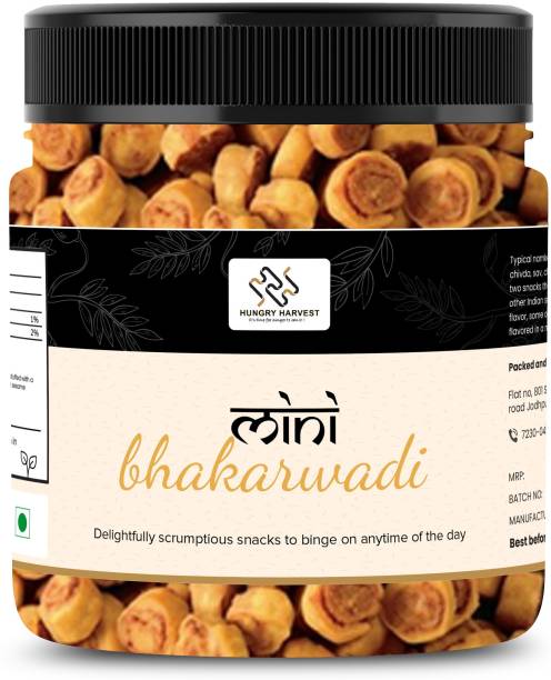 HUNGRY HARVEST Mini Bhakarwadi Snacks (Crunchy, Light & Flavourful) Gujrati Bhakarwadi